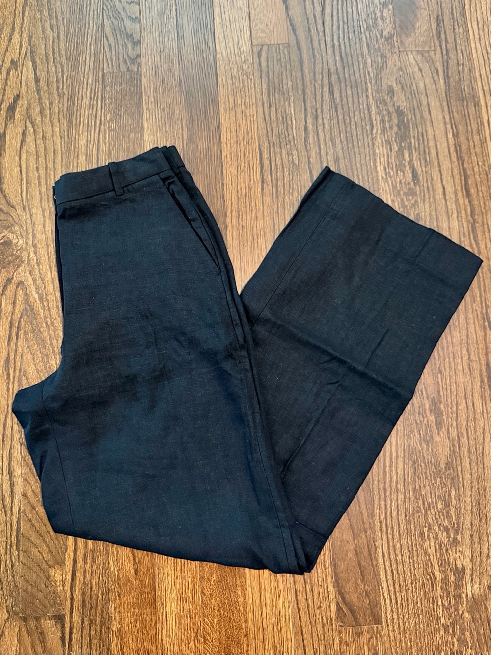 A&F 25L Black Linen-Blend Wide Leg Pant